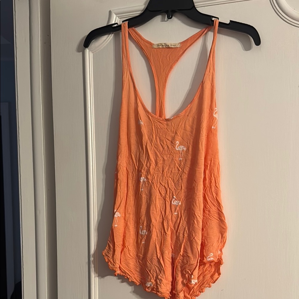 Orange Flamingo Print Women's Tank Top